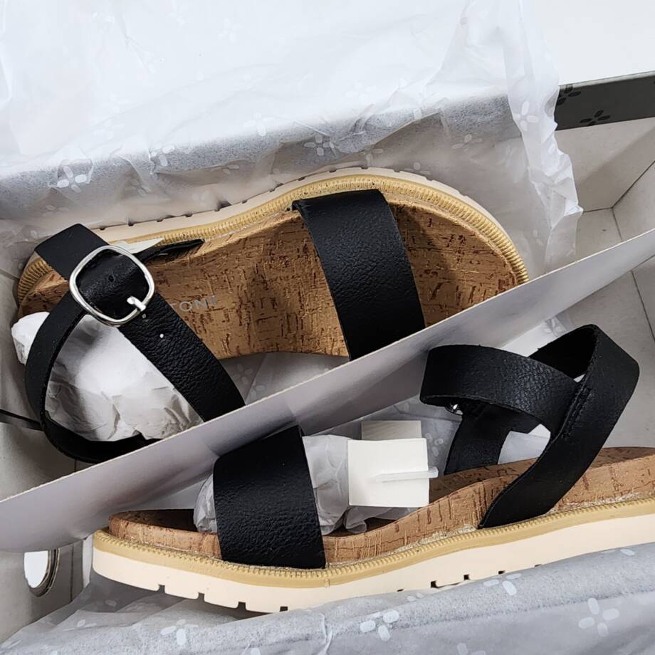 Sun + Stone Madie Sandals Little Girls 12M Black Open Toe Adjustable Strap