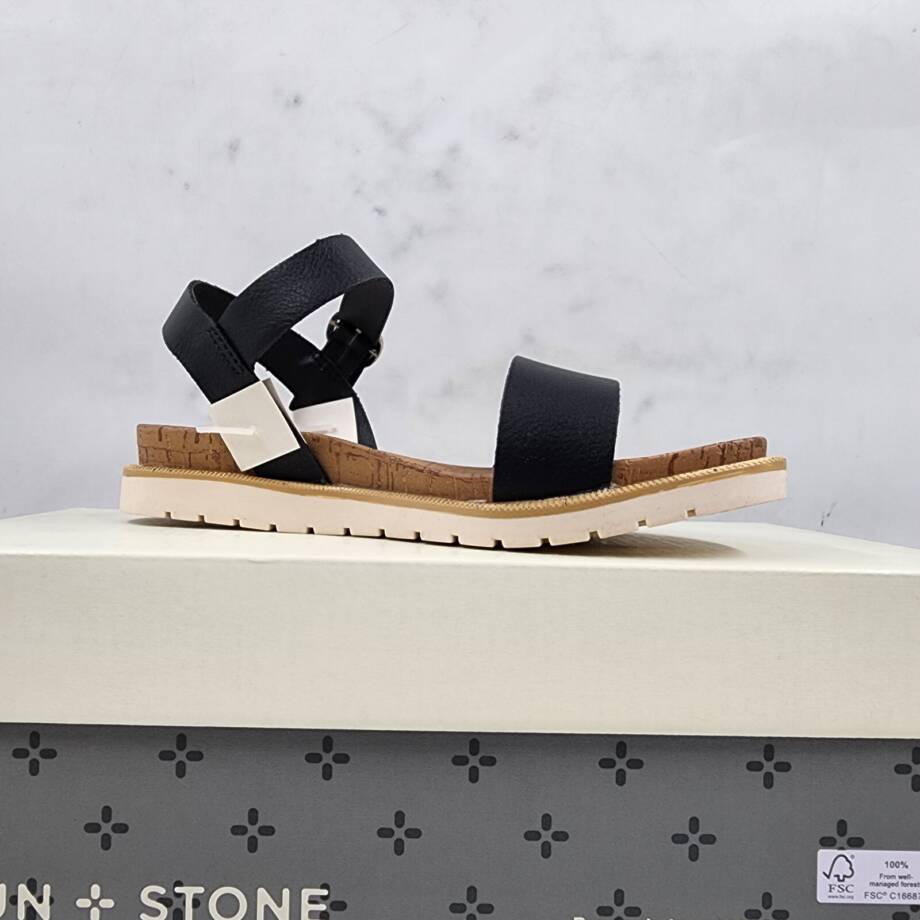 Sun + Stone Madie Sandals Little Girls 12M Black Open Toe Adjustable Strap