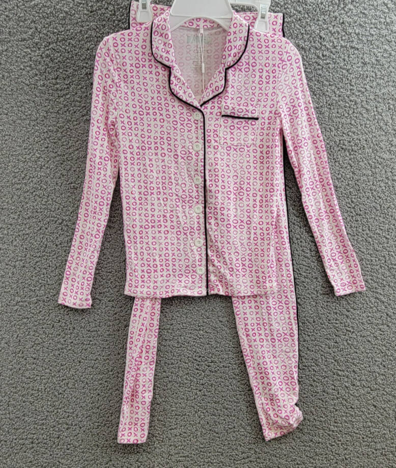 KatieJnyc Maia Long SleevedTop & Pants Pajamas Set Girls M White/Pink XOXO Print