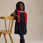 Polo Ralph Lauren Collared Crepe Dress Toddler Girls' 2 Navy Button Back S/S