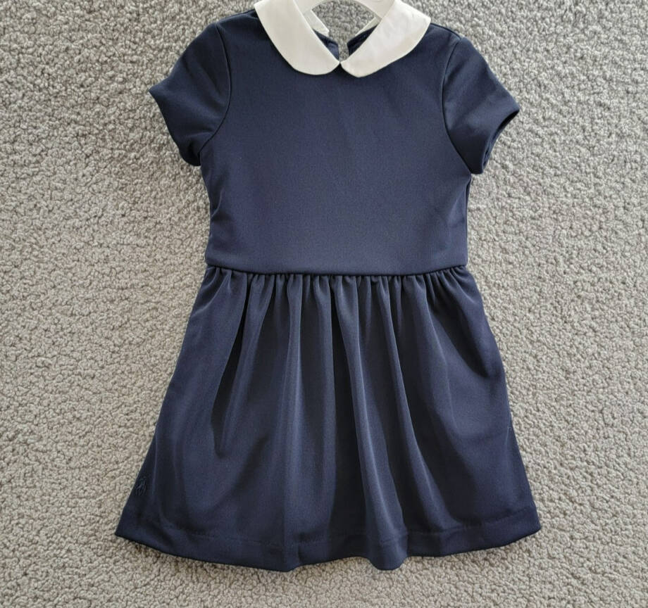 Polo Ralph Lauren Collared Crepe Dress Toddler Girls' 2 Navy Button Back S/S
