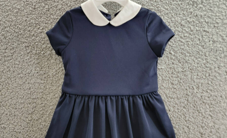 Polo Ralph Lauren Collared Crepe Dress Toddler Girls' 2 Navy Button Back S/S