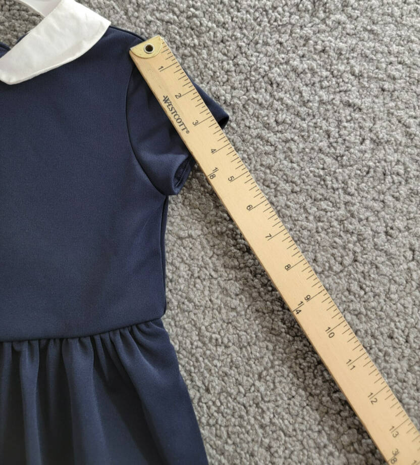 Polo Ralph Lauren Collared Crepe Dress Toddler Girls' 2 Navy Button Back S/S