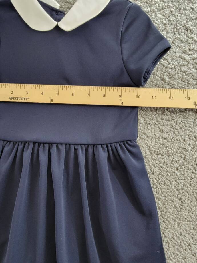 Polo Ralph Lauren Collared Crepe Dress Toddler Girls' 2 Navy Button Back S/S