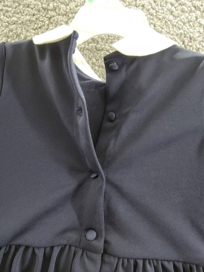 Polo Ralph Lauren Collared Crepe Dress Toddler Girls' 2 Navy Button Back S/S