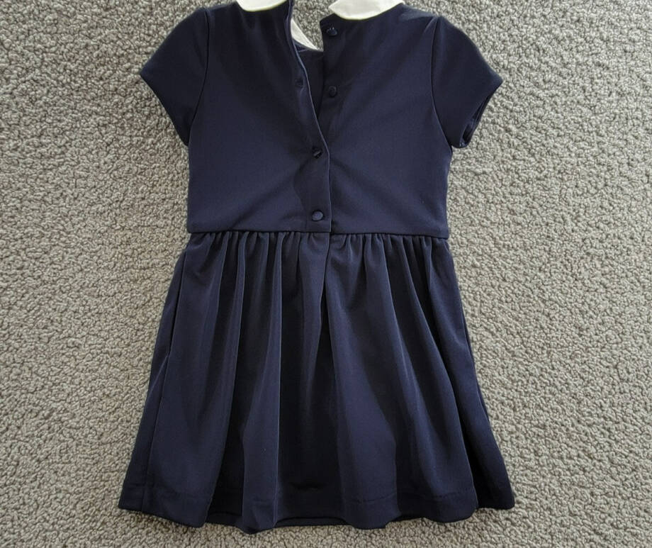 Polo Ralph Lauren Collared Crepe Dress Toddler Girls' 2 Navy Button Back S/S