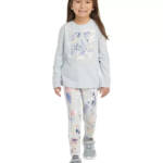 adidas 2-Pc. Long-Sleeve T-Shirt & Printed Leggings Set Little Girls 5 Halo Blue