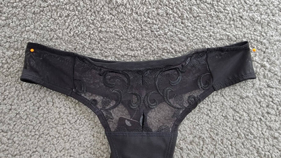 Natori Embellished Thong Underwear Women's XS Black Elastic Waist Pull On