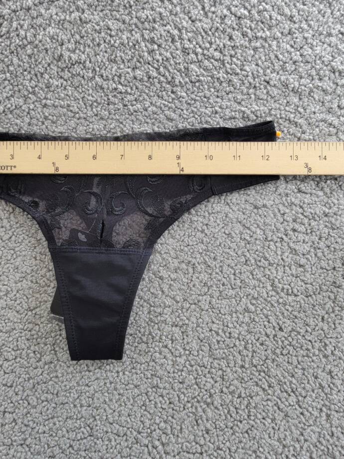 Natori Embellished Thong Underwear Women's XS Black Elastic Waist Pull On