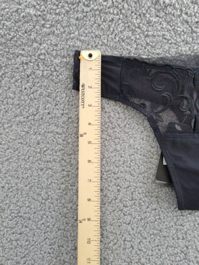 Natori Embellished Thong Underwear Women's XS Black Elastic Waist Pull On