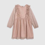 Splendid Glitzy Pleated Tulle Dress Little Girls 2T Champagne Snap Closure