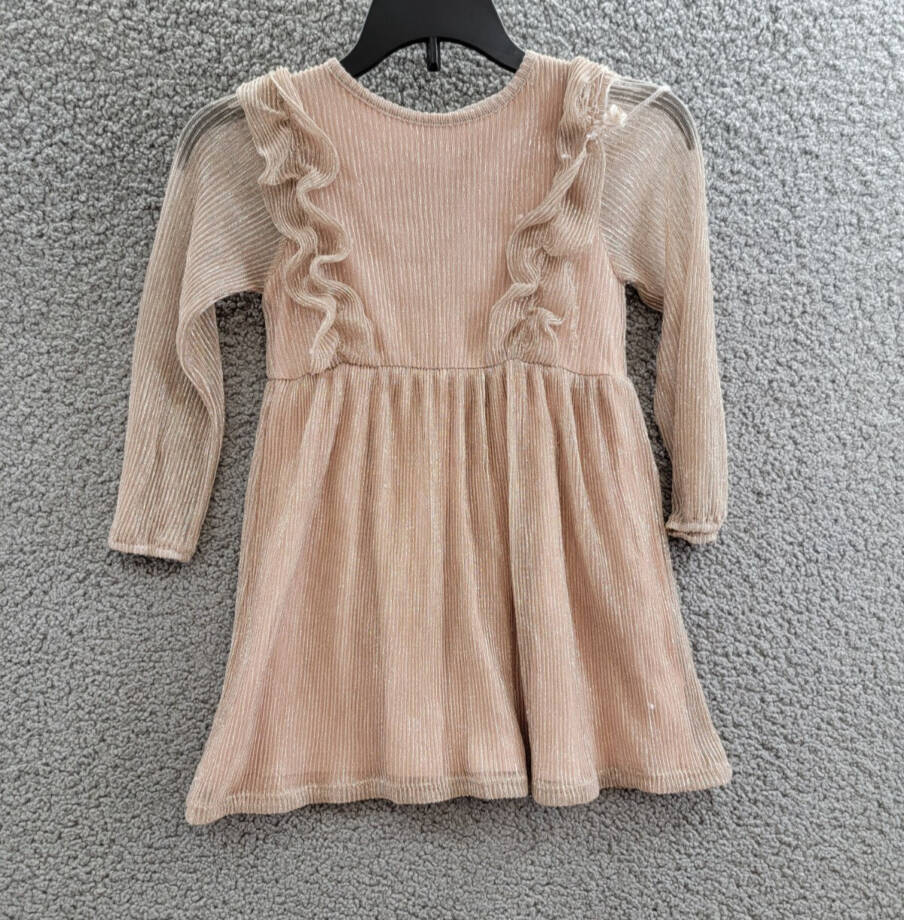 Splendid Glitzy Pleated Tulle Dress Little Girls 2T Champagne Snap Closure