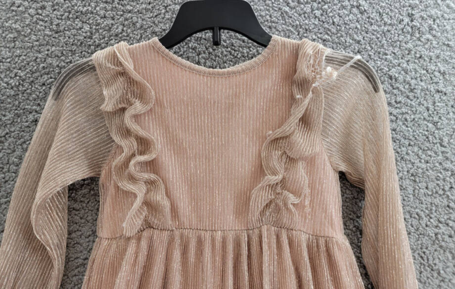 Splendid Glitzy Pleated Tulle Dress Little Girls 2T Champagne Snap Closure