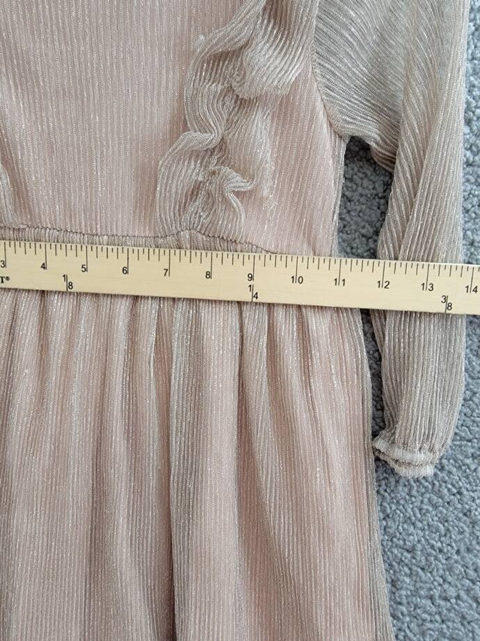 Splendid Glitzy Pleated Tulle Dress Little Girls 2T Champagne Snap Closure