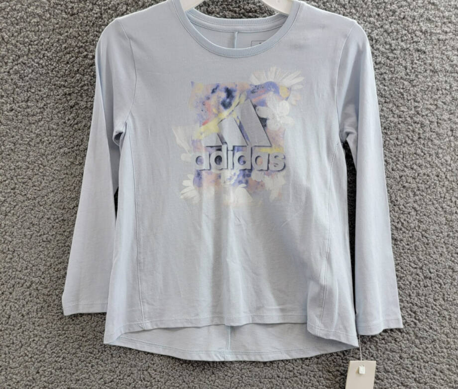 adidas 2-Pc. Long-Sleeve T-Shirt & Printed Leggings Set Little Girls 5 Halo Blue