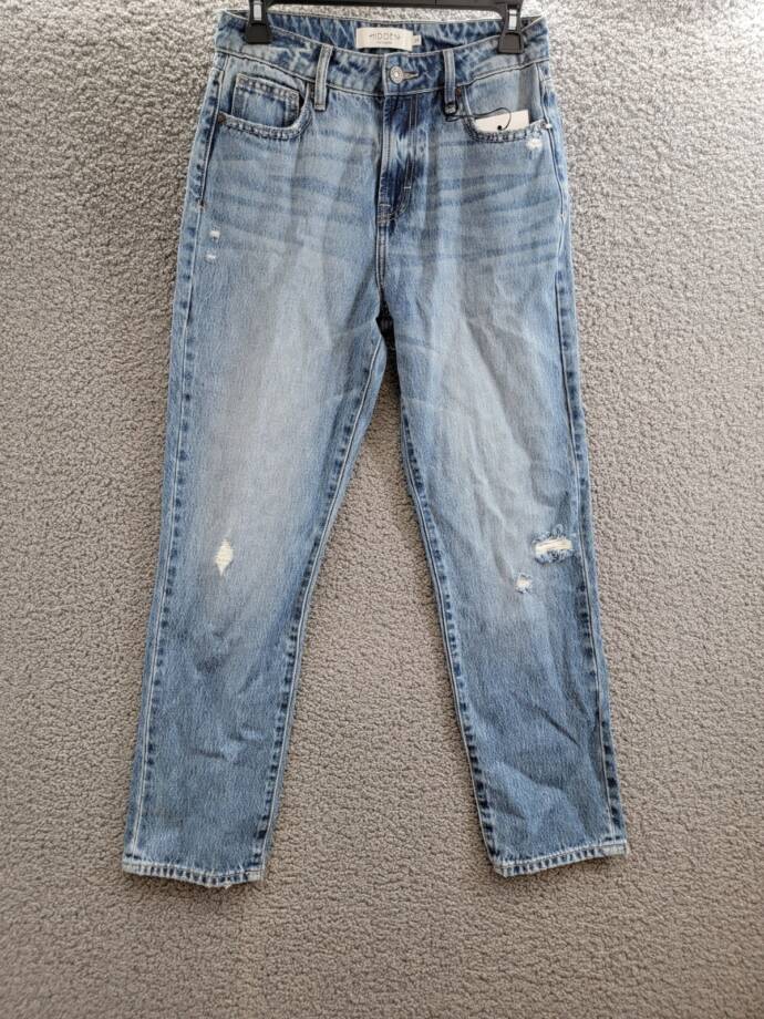 Hidden Tracey High Rise Straight Jeans Women's 25 Denim Blue Zip Button Closure