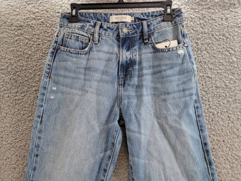 Hidden Tracey High Rise Straight Jeans Women's 25 Denim Blue Zip Button Closure