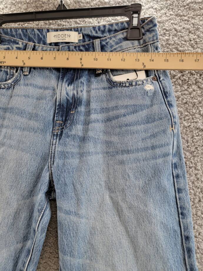 Hidden Tracey High Rise Straight Jeans Women's 25 Denim Blue Zip Button Closure