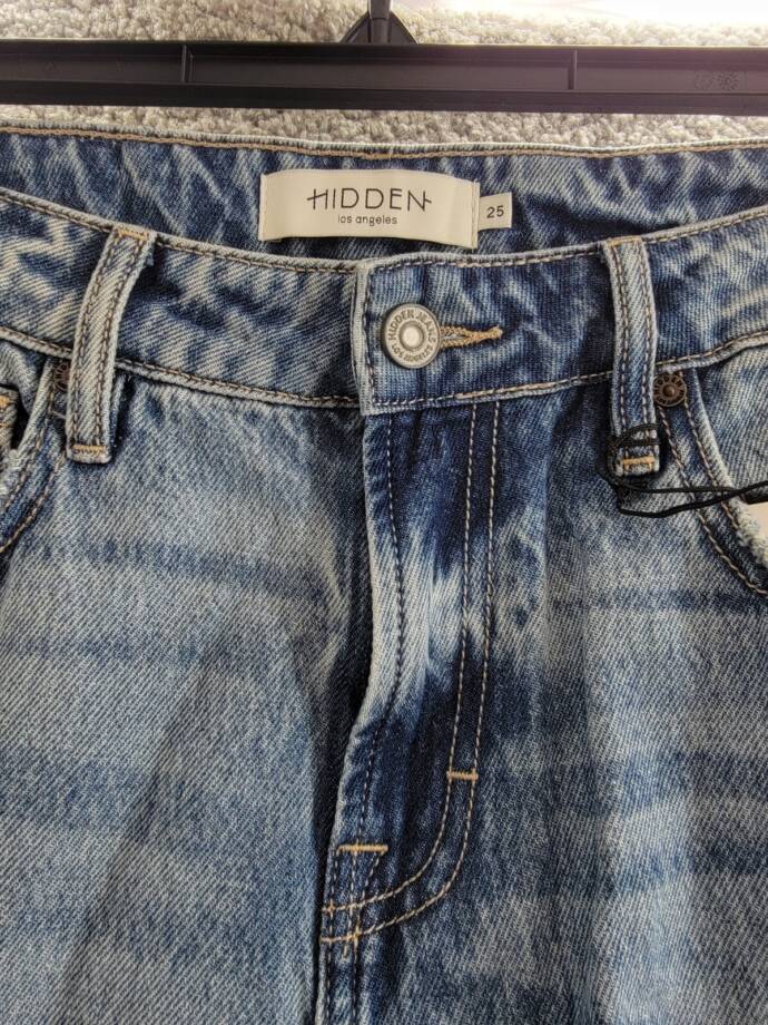 Hidden Tracey High Rise Straight Jeans Women's 25 Denim Blue Zip Button Closure