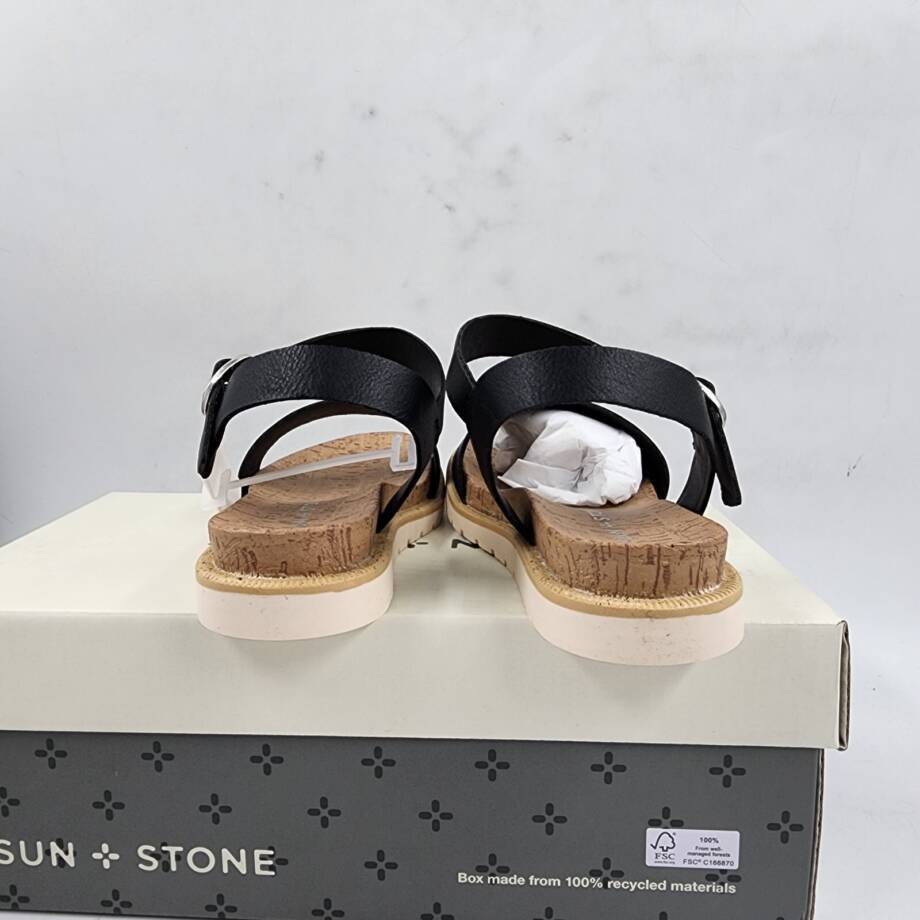 Sun + Stone Madie Sandals Big Girls 11 Black Open Toe Adjustable Buckle Closure