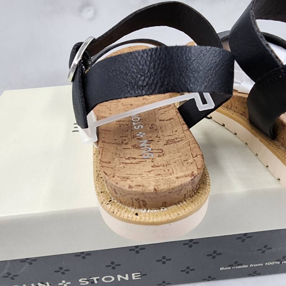 Sun + Stone Madie Sandals Big Girls 11 Black Open Toe Adjustable Buckle Closure