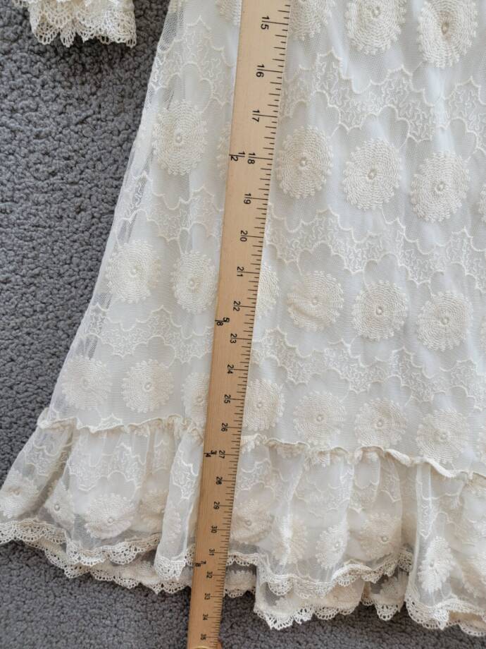 Rare Editions Bell Sleeve Dress & Denim Vest Set Big Girls 10 White Button Front