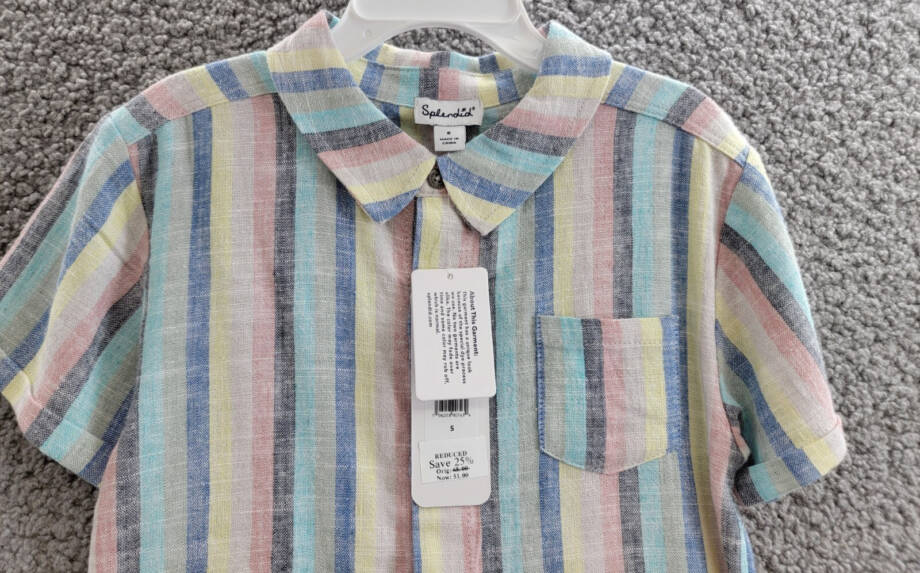 Splendid Santa Monica Button Shirt & Shorts Set Boys 5 Multi Stripe Linen Blend