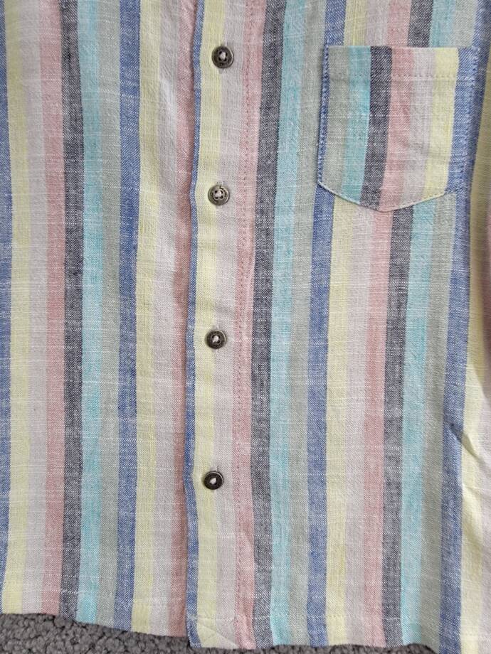 Splendid Santa Monica Button Shirt & Shorts Set Boys 5 Multi Stripe Linen Blend