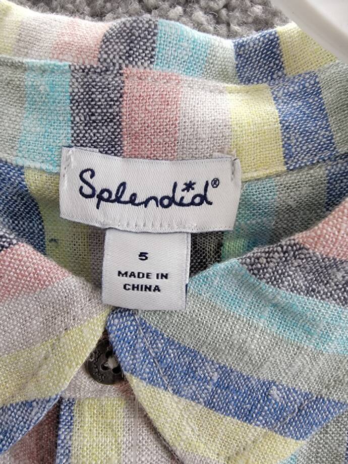 Splendid Santa Monica Button Shirt & Shorts Set Boys 5 Multi Stripe Linen Blend