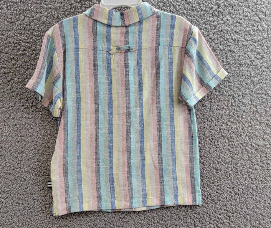 Splendid Santa Monica Button Shirt & Shorts Set Boys 5 Multi Stripe Linen Blend