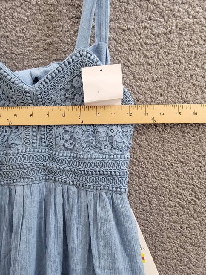 Rare Editions Sleeveless A-Line Dress Big Girls 14 Blue V-Neck Embroidered