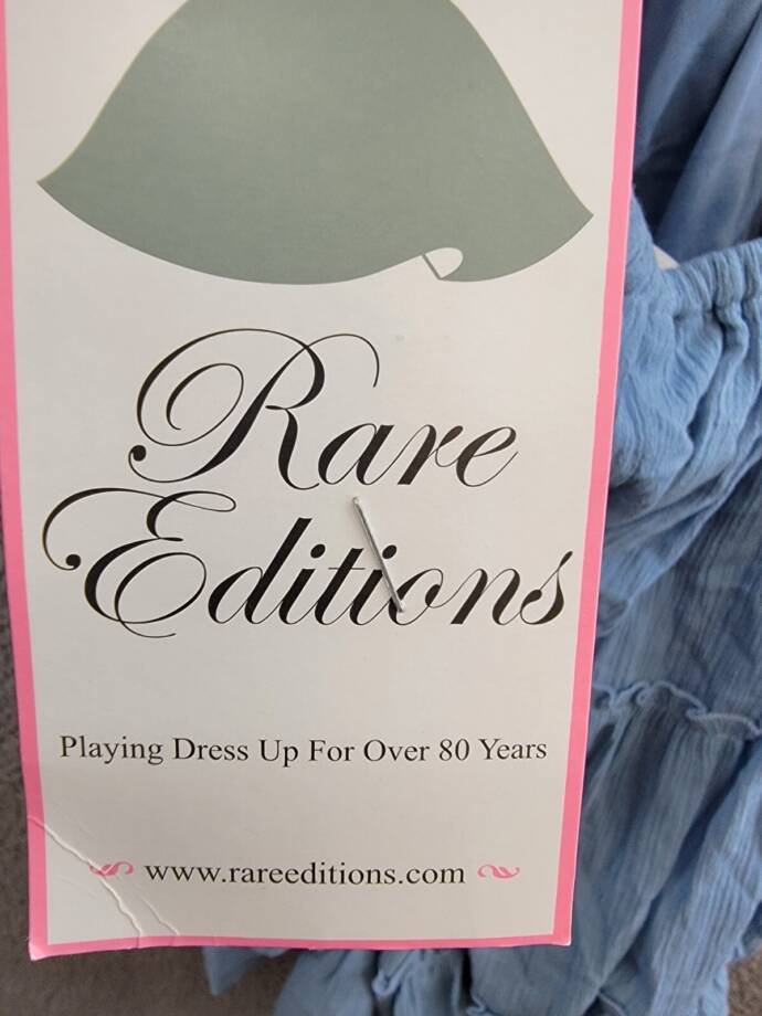 Rare Editions Sleeveless A-Line Dress Big Girls 14 Blue V-Neck Embroidered