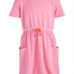 Epic Threads French Terry Dress Girls' S (7-8) Pop Pink Round Neck Short Sleeves