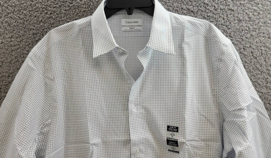 Calvin Klein Steel Plus Slim Fit Stretch Wrinkle Free Dress Shirt Men's 17 34-35