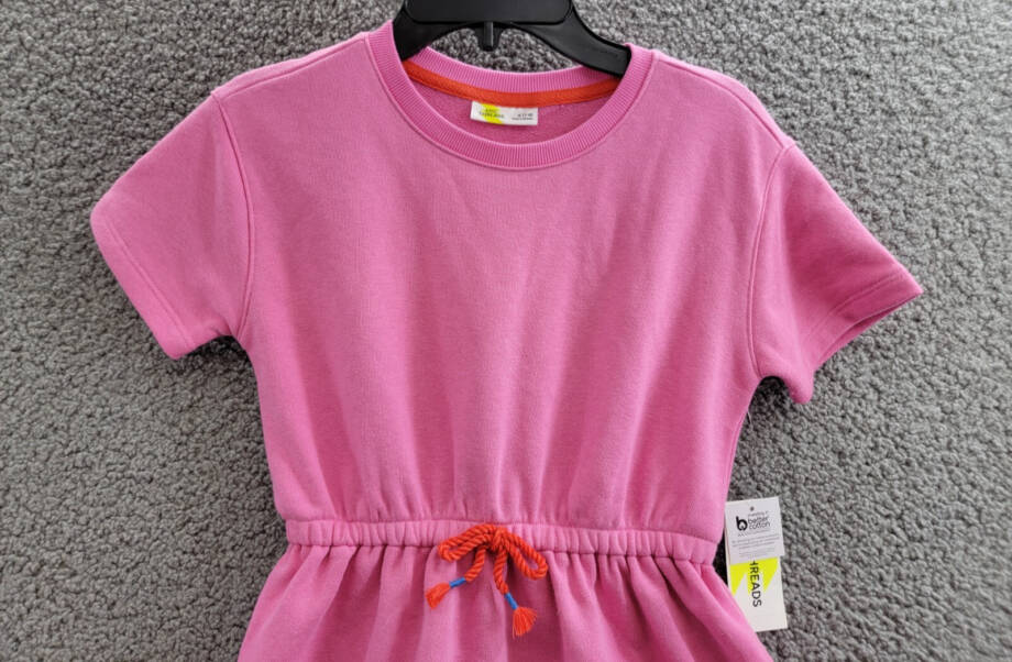 Epic Threads French Terry Dress Girls' S (7-8) Pop Pink Round Neck Short Sleeves