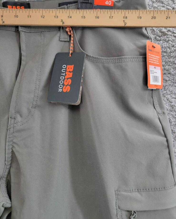 BASS OUTDOOR Essential Tech Cargo Pants Men's 40 Castor Gray Button Zip Closure