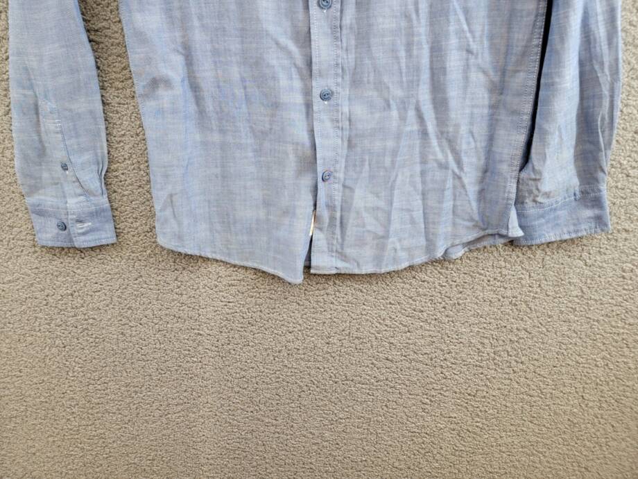 Weatherproof Vintage Long Sleeve Solid Cotton Twill Shirt Men's S French Navy