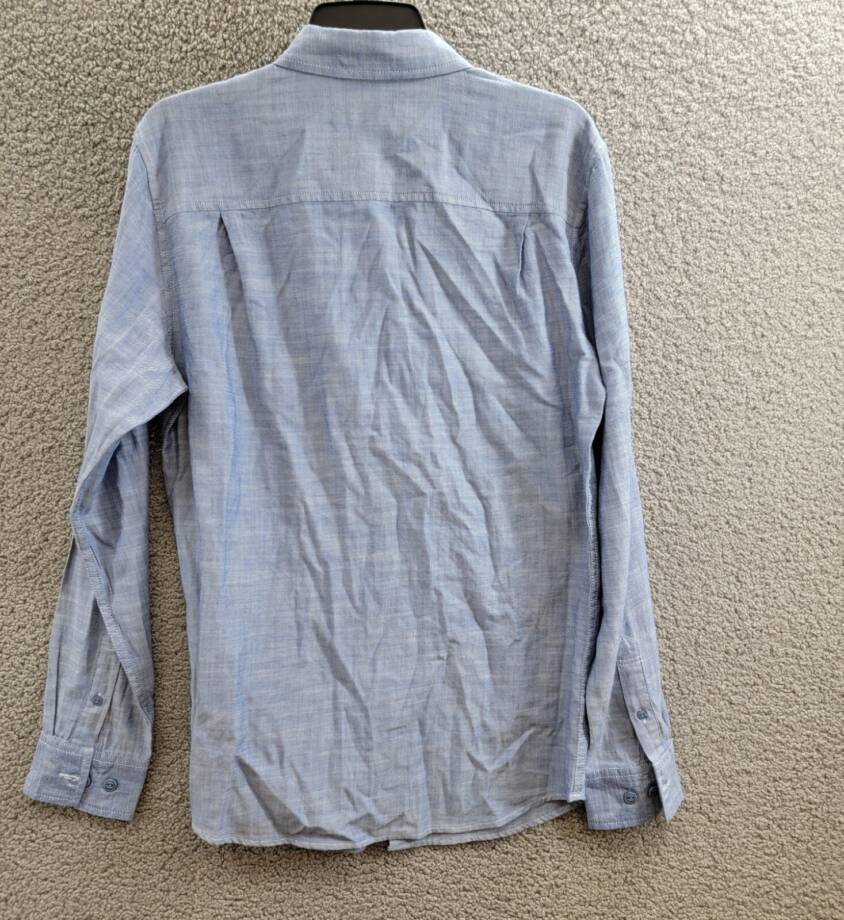 Weatherproof Vintage Long Sleeve Solid Cotton Twill Shirt Men's S French Navy
