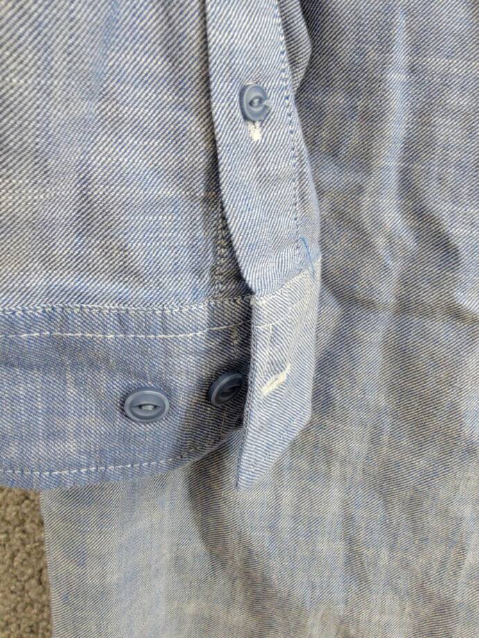 Weatherproof Vintage Long Sleeve Solid Cotton Twill Shirt Men's S French Navy