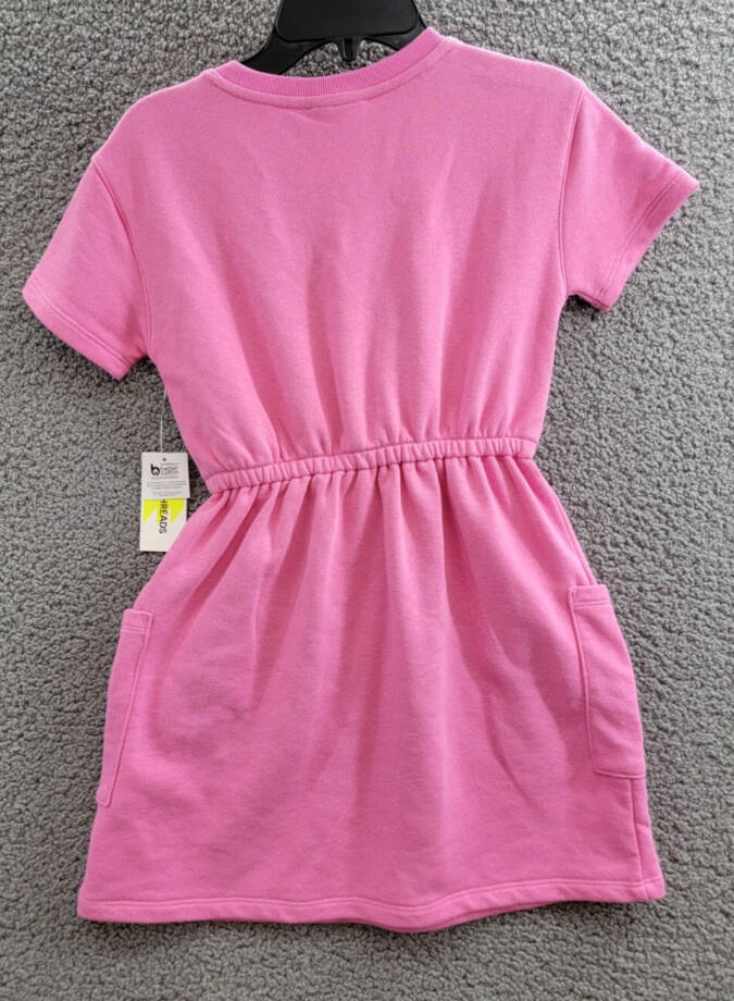 Epic Threads French Terry Dress Girls' S (7-8) Pop Pink Round Neck Short Sleeves