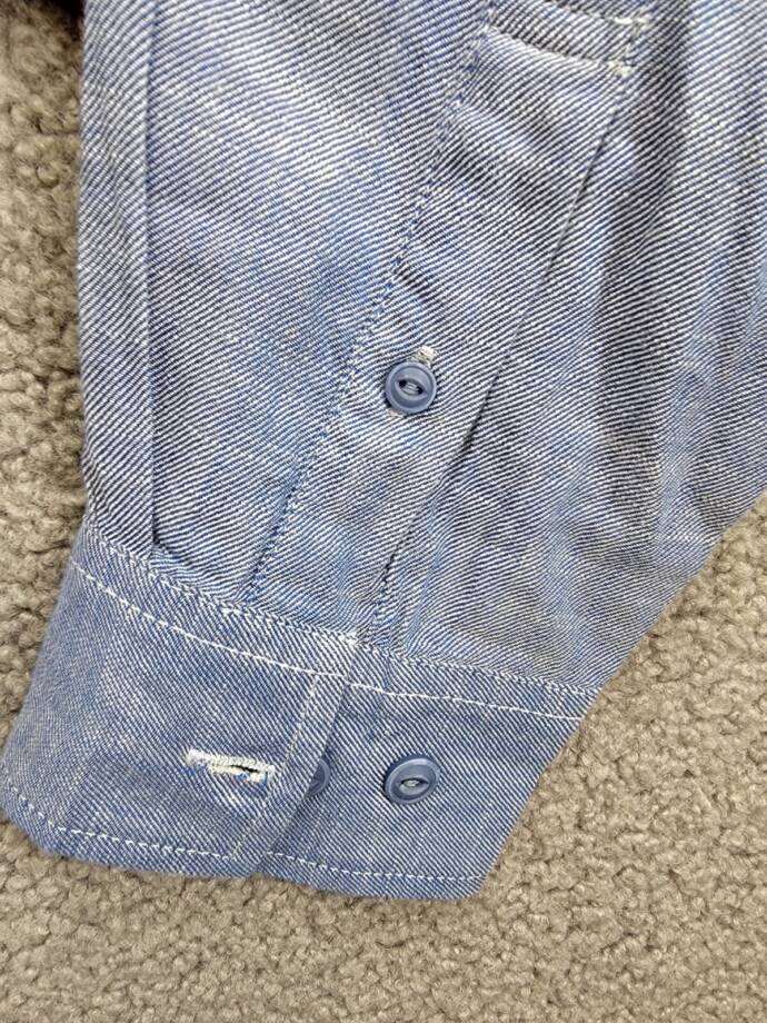Weatherproof Vintage Long Sleeve Solid Cotton Twill Shirt Men's S French Navy