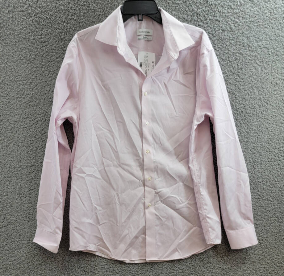 Calvin Klein Steel + Regular Fit Pin Cord Dress Shirt Men's Light Pink 16.5