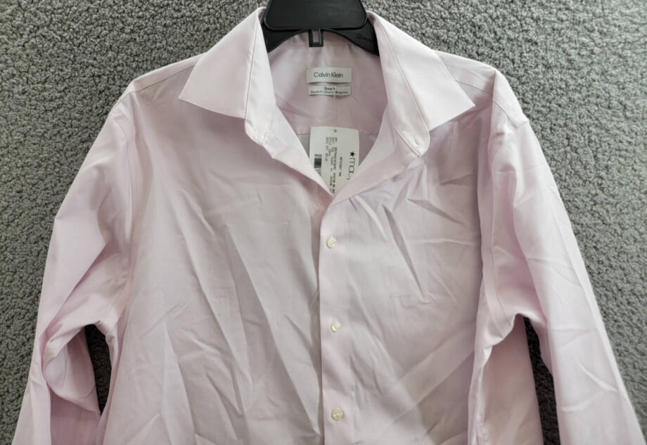 Calvin Klein Steel + Regular Fit Pin Cord Dress Shirt Men's Light Pink 16.5