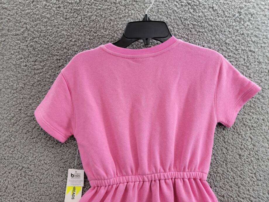 Epic Threads French Terry Dress Girls' S (7-8) Pop Pink Round Neck Short Sleeves