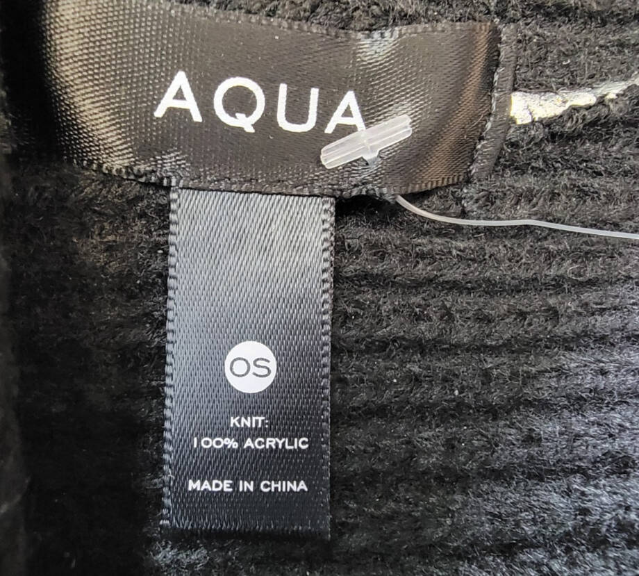 AQUA Ombré Knit Beanie Women's One Size Silver/Black Folded Cuff Pom Pom At Top