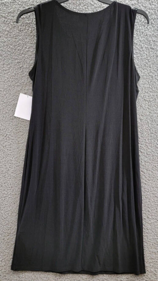 R&M Richards Swirled Printed Dress W/ Detachable Necklace Women's 14 Black White