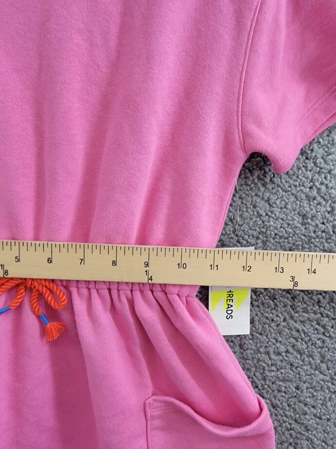 Epic Threads French Terry Dress Girls' S (7-8) Pop Pink Round Neck Short Sleeves