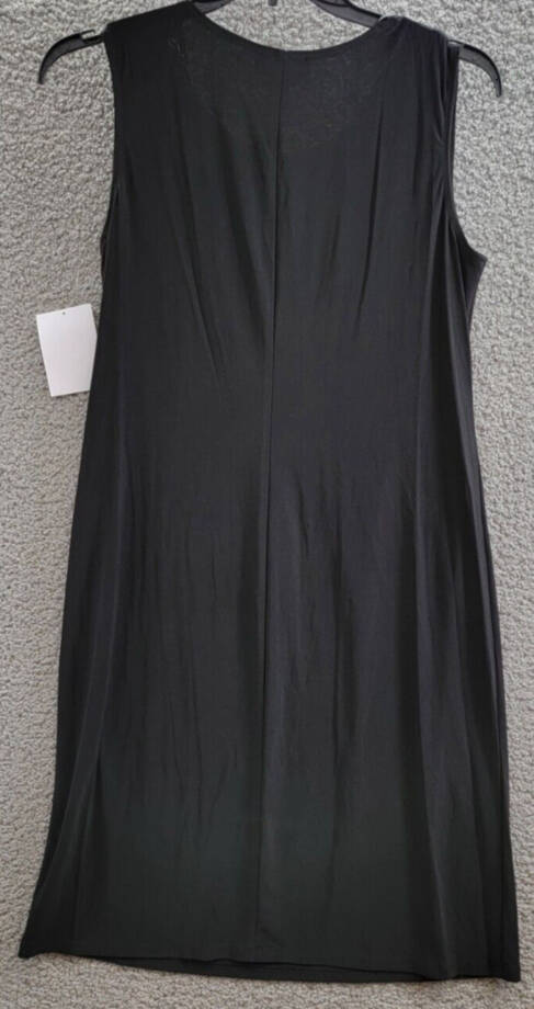 R&M Richards Swirled Printed Dress W/ Detachable Necklace Women's 14 Black White