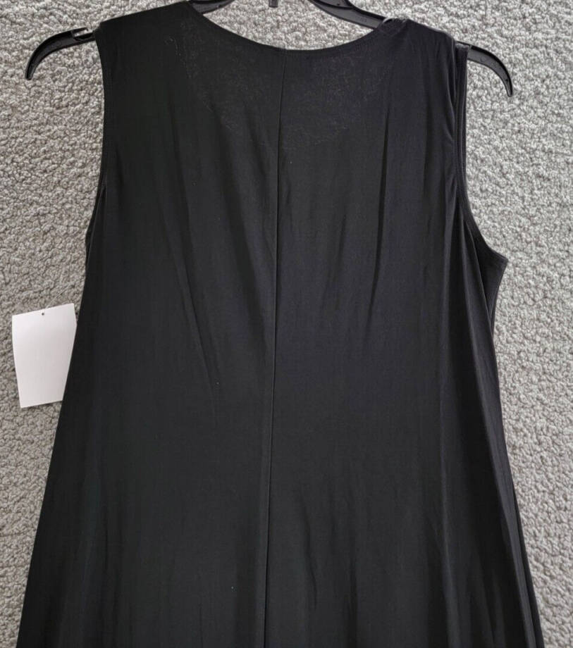R&M Richards Swirled Printed Dress W/ Detachable Necklace Women's 14 Black White
