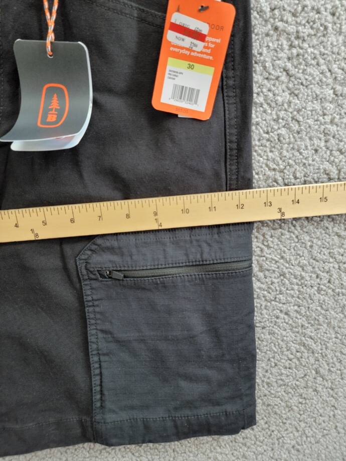 BASS OUTDOOR Worker Cargo 9" Shorts Men's 30 Caviar Zipped Pockets Button Zip